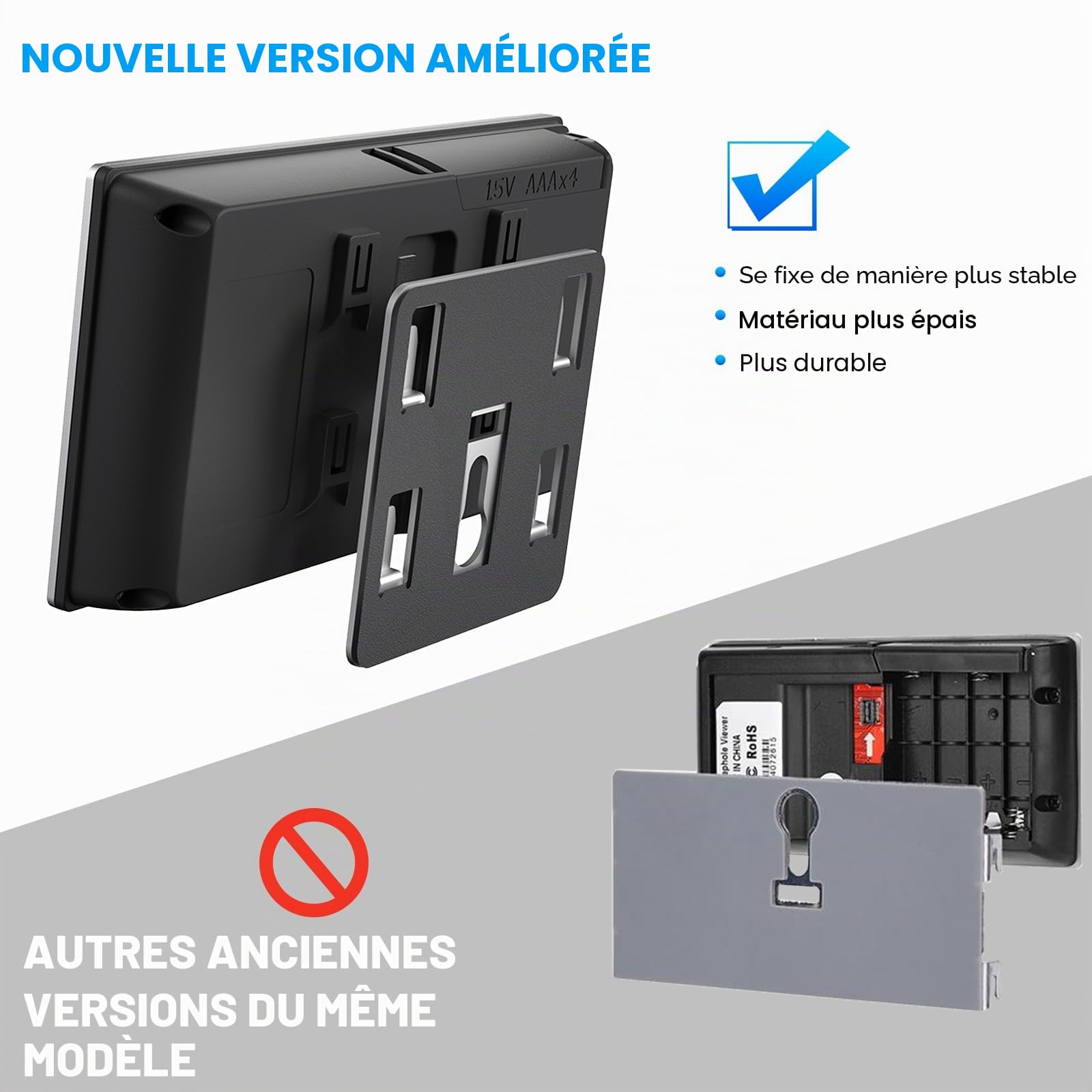Judas vidéo 3,5" Caméra de porte Viewer Angle de vision 120° avec capteur OV HD pour la maison, sans vision nocturne Noir