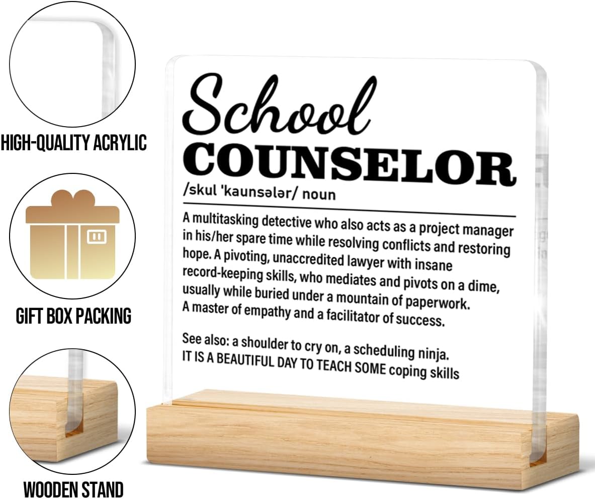 School Counselor Appreciation Gifts, Thank You Appreciation Gifts for School Counselor Definition Acrylic Sign Counselors Office Desk Decor - Image 2