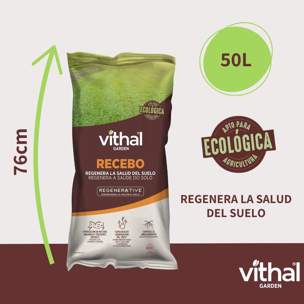 VITHAL Recebo 50 L - Enmienda Orgánica Para Incorporar Materia Orgánica, Mejorar El Drenaje Y Promover El Desarrollo De Flora Microbiológica Beneficiosa