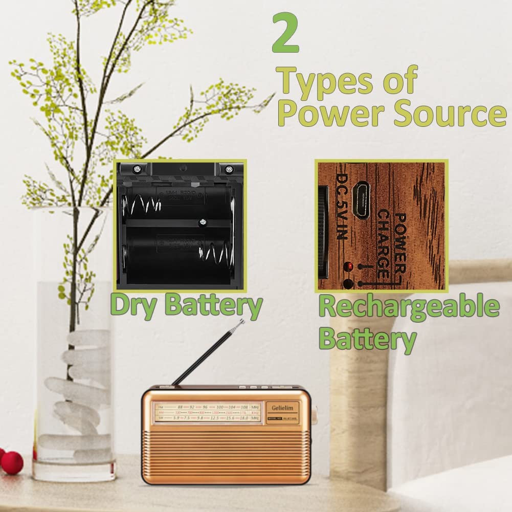 Buy Retro Radio AM FM Shortwave with Bluetooth Speaker, Battery ...