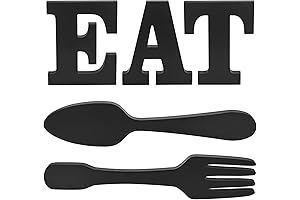EAT Letter Sign + Fork Spoon Wall Hanging Sign, Large EAT Cutlery...
