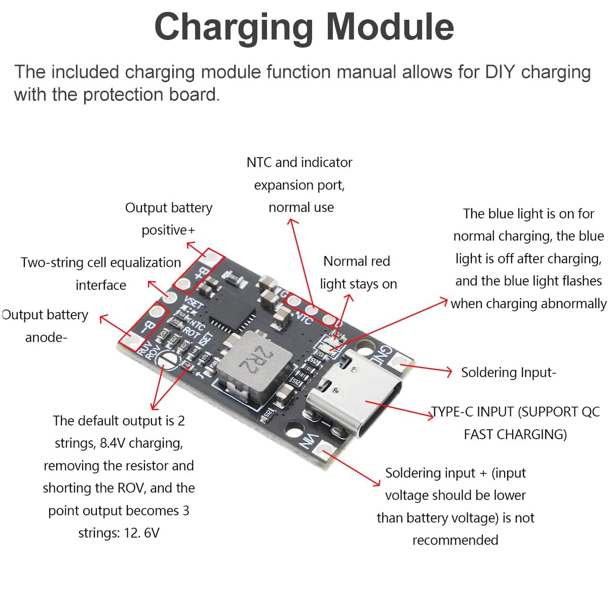 10pcs 2S 7.4V 18650 Scheda di protezione 3A BMS Scheda di protezione per batteria agli ioni di litio Protezione multicircuito, con bande di nichel Modulo di ricarica