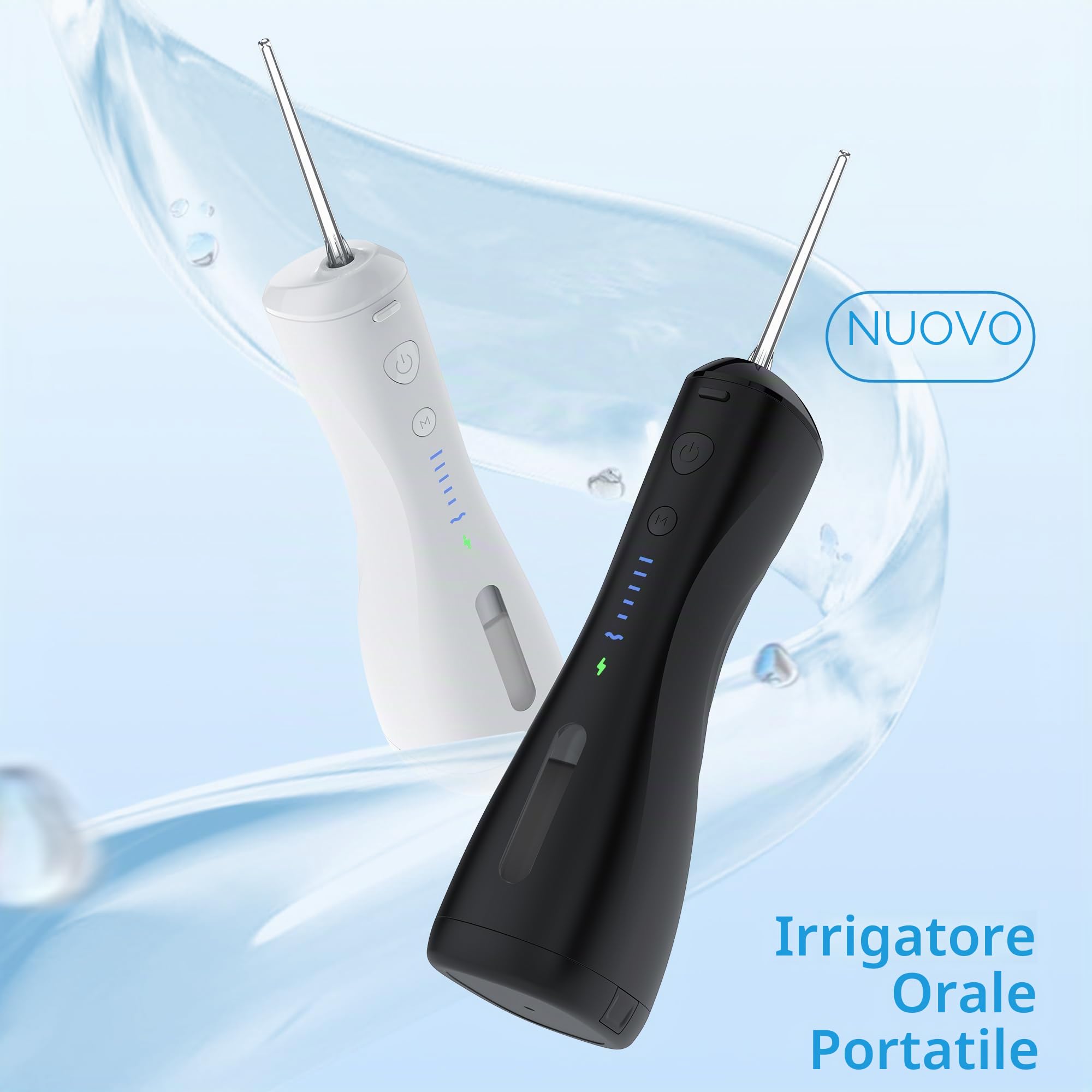 SYNHOPE Idropulsore Dentale Portatile,6 Modalità Senza Fili Professionale Irrigatore Orale,IPX7 Impermeabile,Ricarica USB,Adatto a viaggio e a casa Idropulsore per la cura e la pulizia del cavo orale