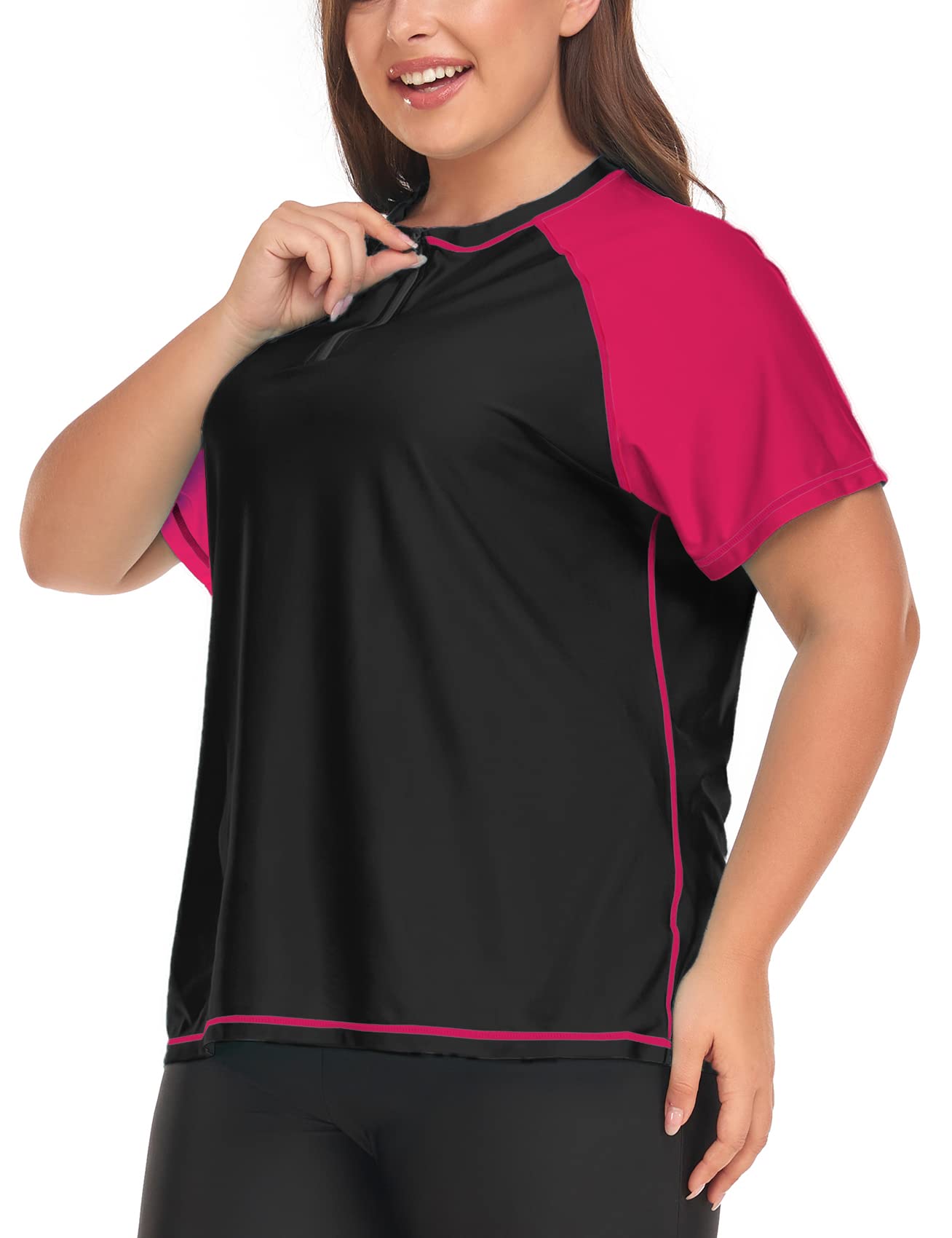 Inno Piece Plus Size Rash Guard for Women, Short Sleeve with Boyshorts  UPF 50+ Surfing Swimwear 1X 2X 3X 4X 5X 6X