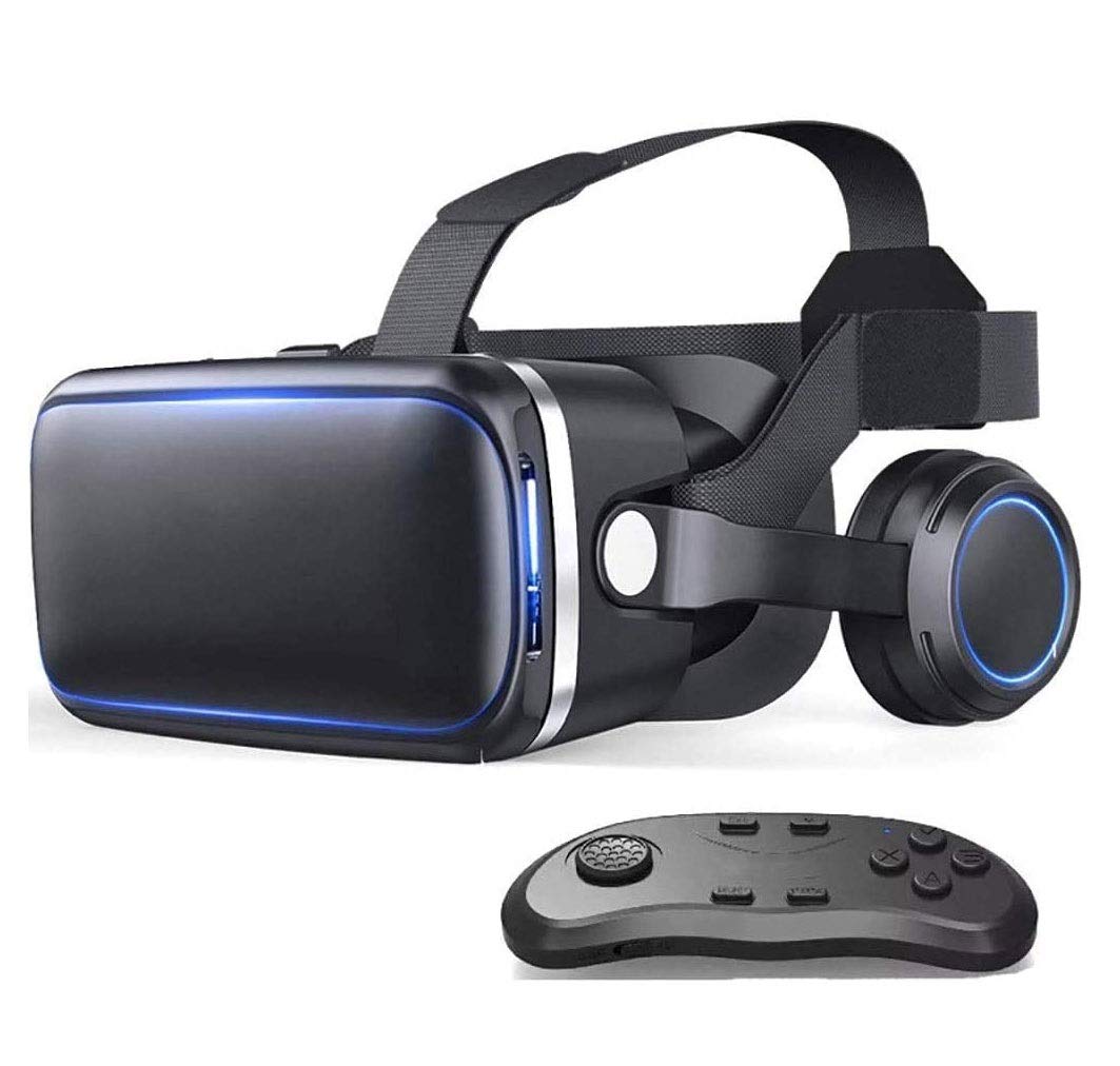 VR Auricular para iOS/Teléfono Android con 120 ° FOV, 3. Adaptador inalámbrico de Audio de 5 mm, se Adapta a Todos los tamaños de Longitud/Pantalla de Todos los teléfonos móviles de hasta 4.