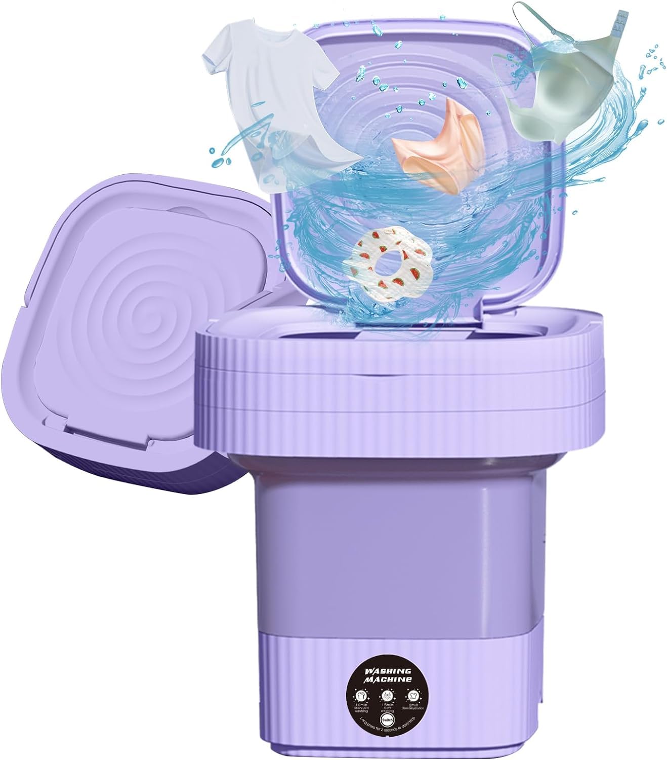 ORCHID M® Folding Washing Machine Mini Automatic Clothes Washing Machine Portable Lightweight Underwear Washer for Travel Camping Apartment Laundry (Purple)