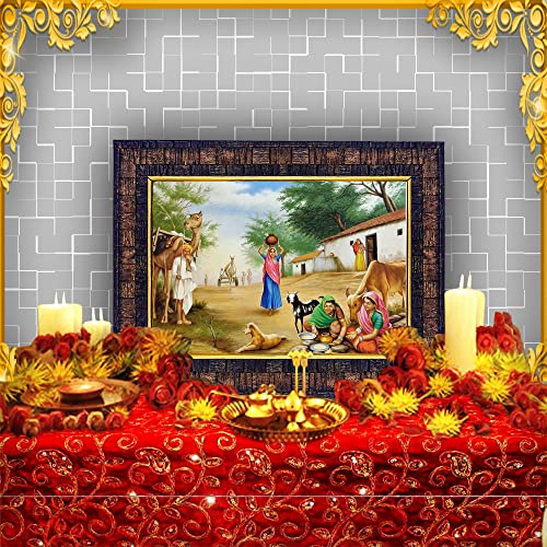 Image of Hawai Village Scene Photo Frame, Size- 8.5x7inch | Engineered Wood Wall Hanging Home Decor Photo Frame | Housewarming Gifts | SFDI290BLKFRM