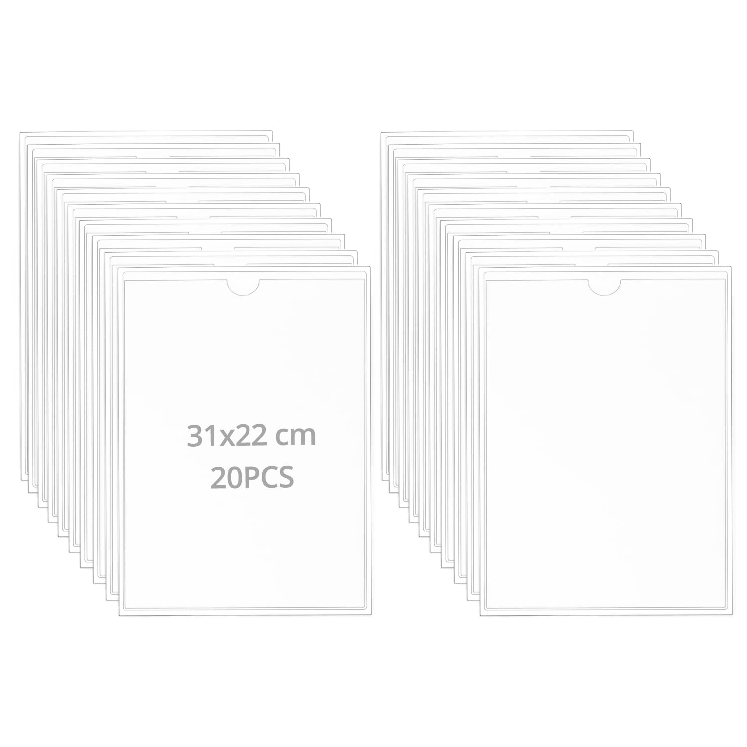 QWORK® 20 Pièces Pochettes Autocollantes, A4 Verticale, Porte-Documents Porte-Brochure en PVC Transparentes