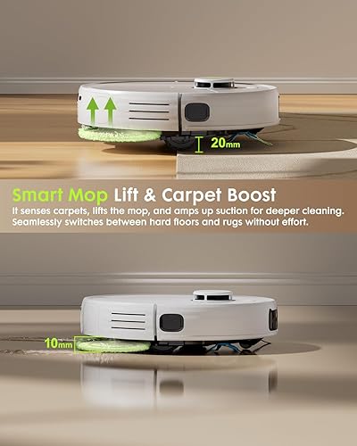 Miniatura 6 de V5 PRO Robot aspirador y trapeador combinado, succión de 10000 Pa, estación de autovaciado, navegación láser LDS, cepillo sin enredos para pelo de