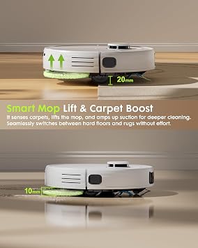 V5 PRO Robot Vacuum and Mop Combo, 10000Pa Suction, Self-Emptying Station, LDS Laser Navigation, Tangle-Free Brush for Pet Hair, Deodorizing Spray, Liftable Mop