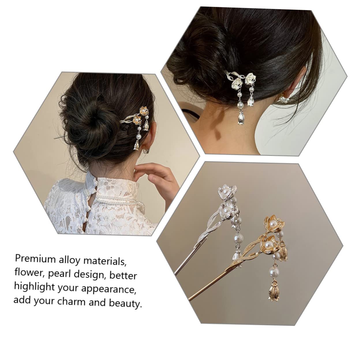8 Pcs Fiore Tornante Delle Donne Bastone Clip Di In Metallo Per Le Donne Bastoni Di Legno Clip Di Del Fiore Per Le Donne Strass