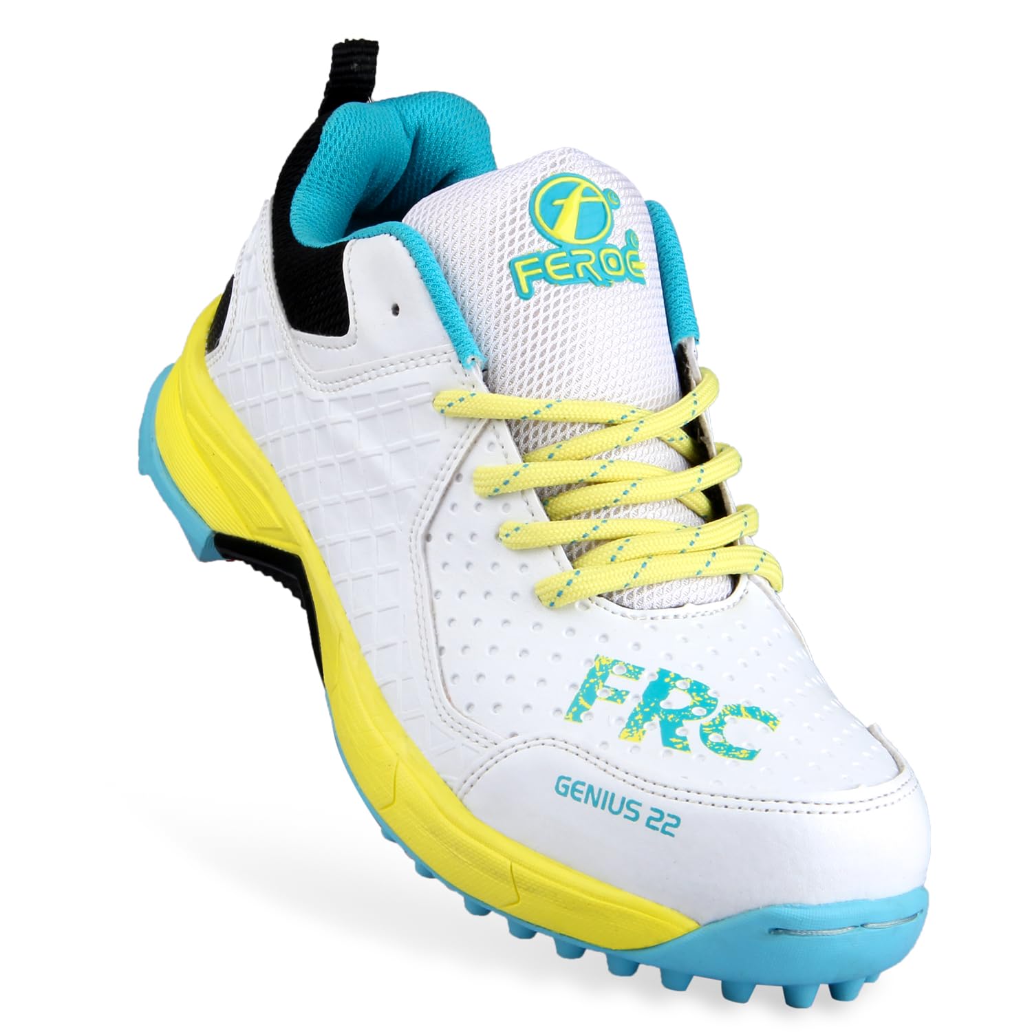 FEROC Genius 22 Cricket Shoes for Men Boys Unisex Kids (Yellow, 9) 1