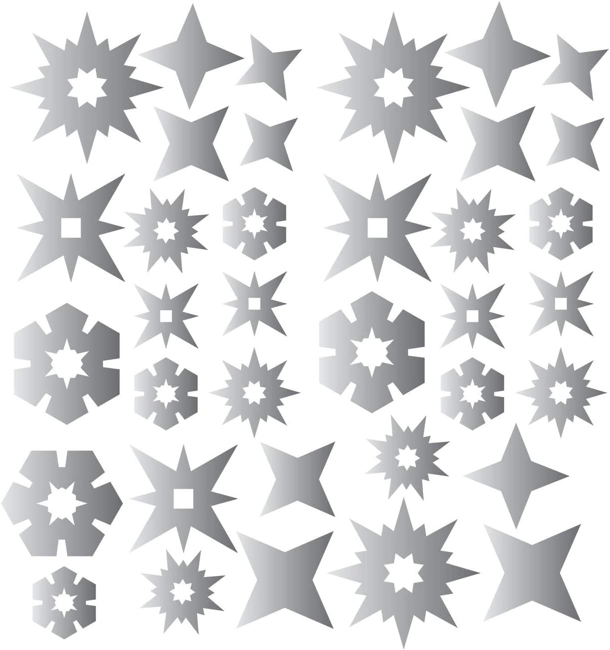 WALPLUS Wallplus Christmas Decorations Wall Stickers Merry Christmas Decoration Set Wall Murals Decals Living Room Children Nursery Décor Silver Christmas Snowflakes Stickers
