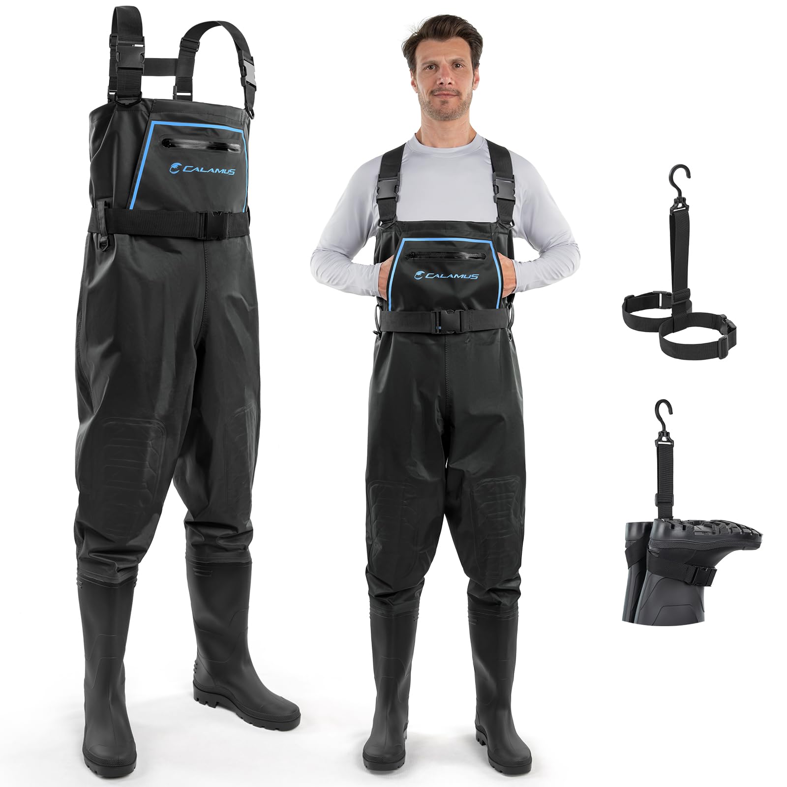 Calamus WaveWalker Fishing Waders for Men & Women, 100% Waterproof PVC Waders with Slip-Resistant Boots, Tear-Resistant Nylon