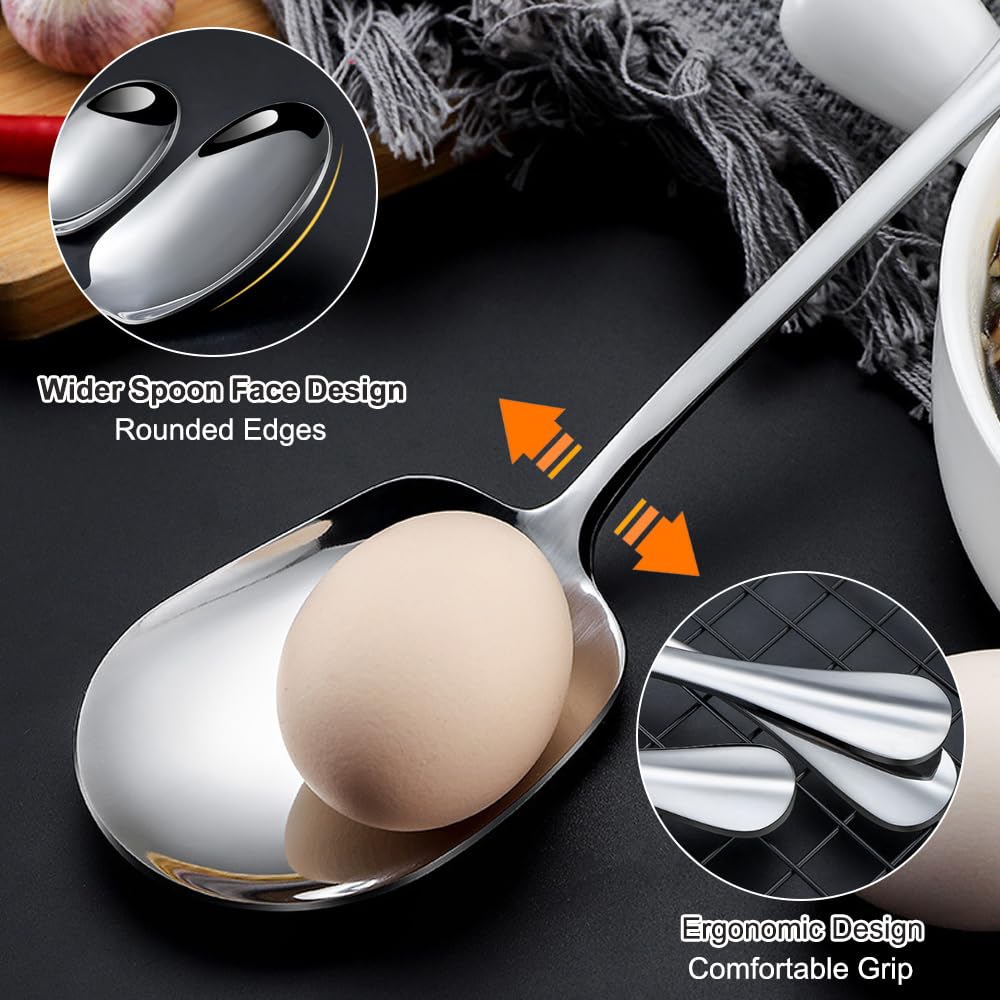 Ouligay Set 2 Cucchiai Da Portata In Acciaio Inox 304, 22 Cm – Posate Grandi Per Insalata, Buffet, Ristorante, Lavabili