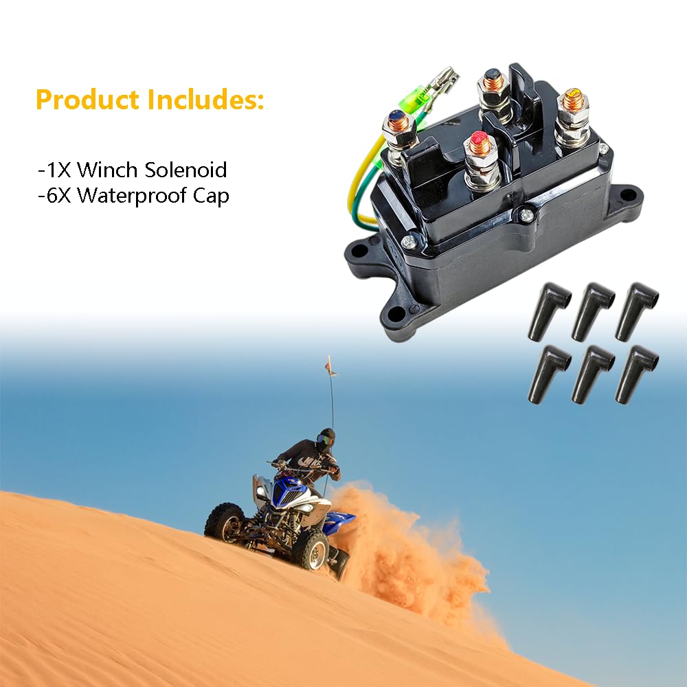 Winch Solenoid Relay Contactor 12V 250A Rocker Switch Thumb 1500-5000lbs with 6 Protecting Caps | Fit for ATV UTV Boat 4x4 Vehicles | Winch Switch Replacement# 63070 62135 74900 2875714 70715