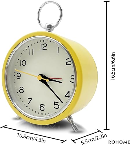 Miniatura 3 de Rohome Reloj despertador pequeño con luz nocturna, movimiento de cuarzo silencioso, sin tictac, decorativo, para colgar en la pared, para mesita de