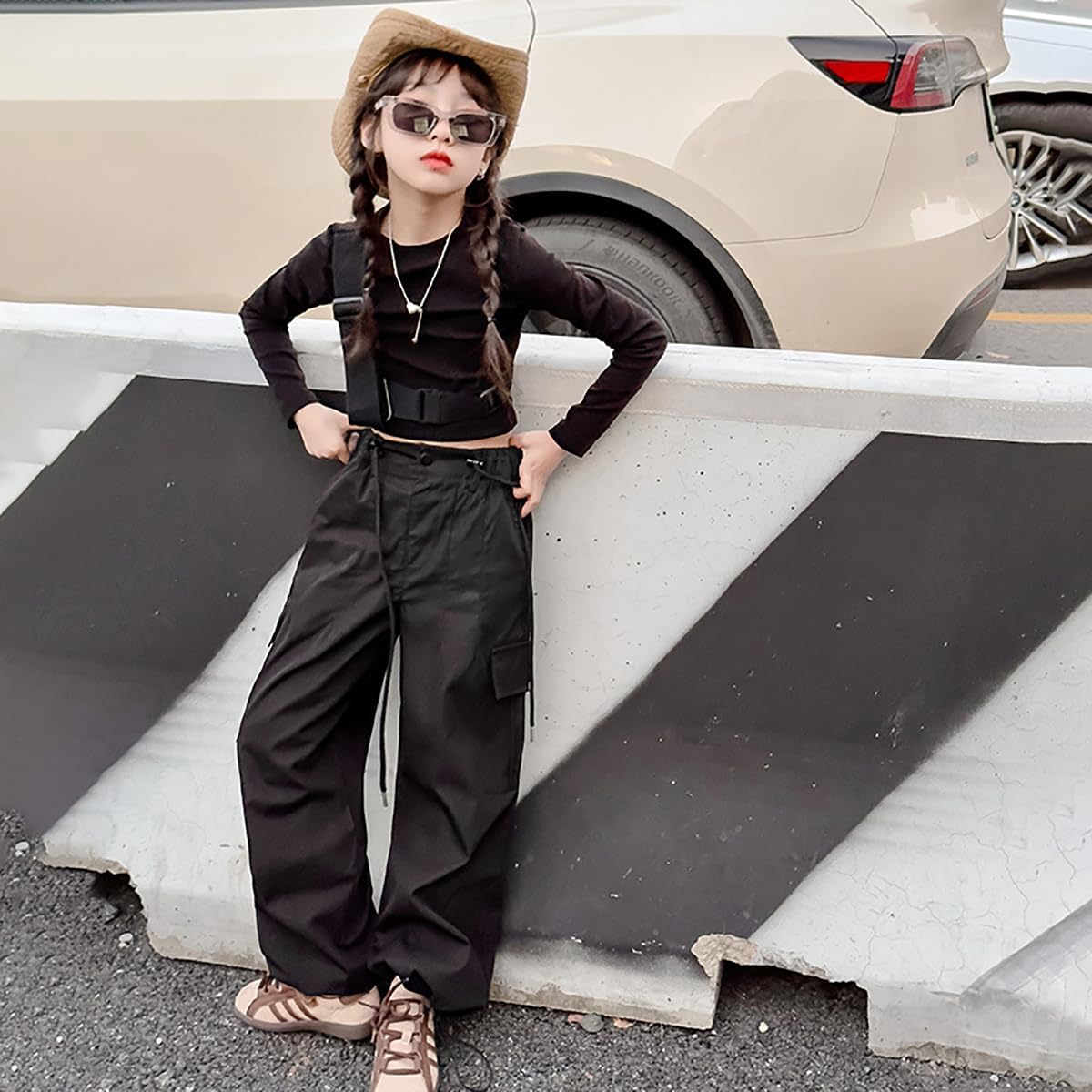 Girls Parachute Pants Y2K Cargo Baggy Joggers Track Pants Kids Trousers with Pockets 6-14 Years - Image 5