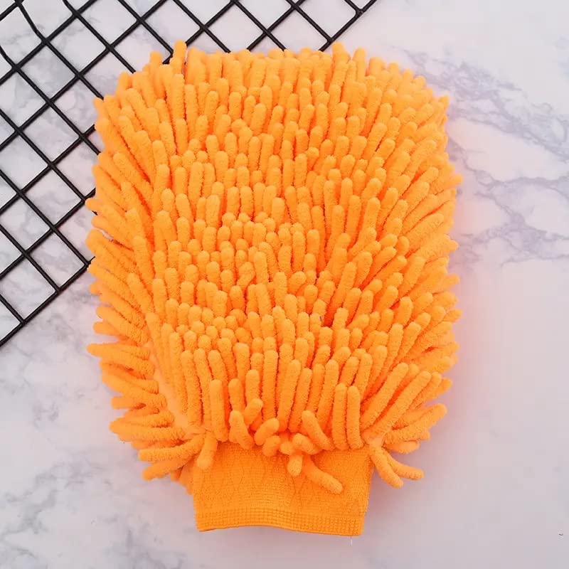 Giffy® Waterproof Microfiber Cleaning Gloves, Lint-Free Double Sided Wash Mitts, Thick Durable Hand Chenille Gloves for Car Home Dusting Washing, Large Size, 1 Piece (Large, 1)