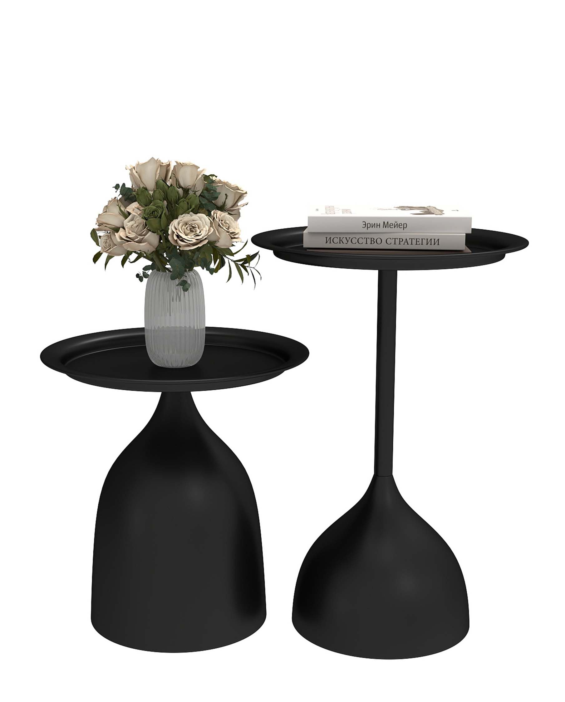 Juego de 2 mesas auxiliares al aire libre, metal impermeable, pequeña mesa de centro exterior, mesa de jardín, moderna, punta de sofá, mesa de salón, balcón, terraza e interior, Ø40 cm, color