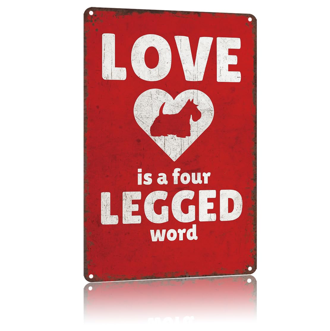 KWQDOZF Funny Metal Signs Poster 8x12inch Love is a Four Legged Word Aluminum Sign Wall Art For Home Room Bedroom Office Decor