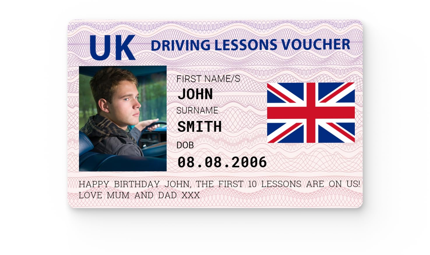 Driving Lesson Card Editable Driving Lessons Voucher, Driving School ...