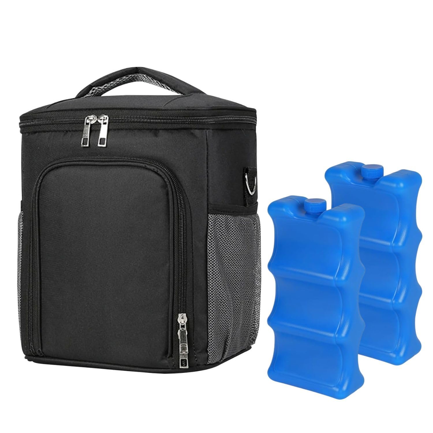 Breastmilk Cooler Bag with 2 Ice Pack, Fits Baby Bottles Up to 9 Ounce, Breast Milk Cooler for Nursing Mom (Rectangular Black)-image-34
