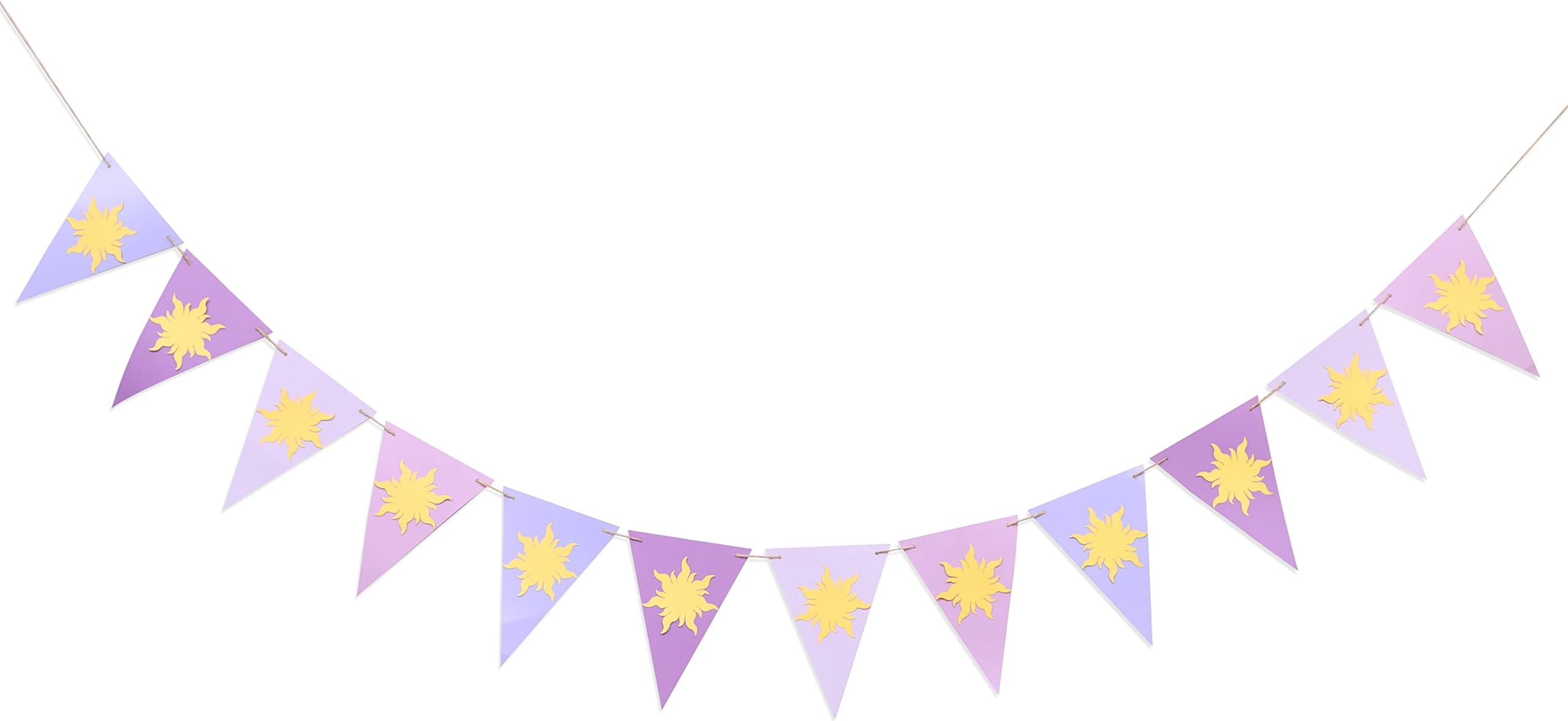 WAWOO Highchair Banner - Purple Sun Flag Banner, Hanging Bunting Banner, Birthday Party Decoration