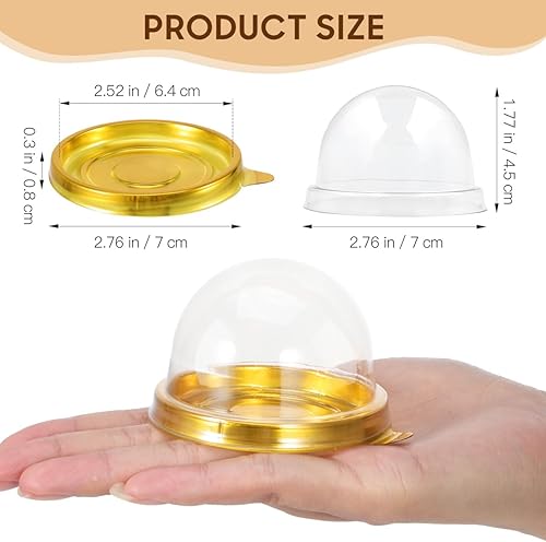 Miniatura 10 de NUOBESTY Caja de cúpula transparente, 50 unidades, soportes redondos de plástico para cupcakes, yema de huevo, hojaldre de luna, caja de embalaje