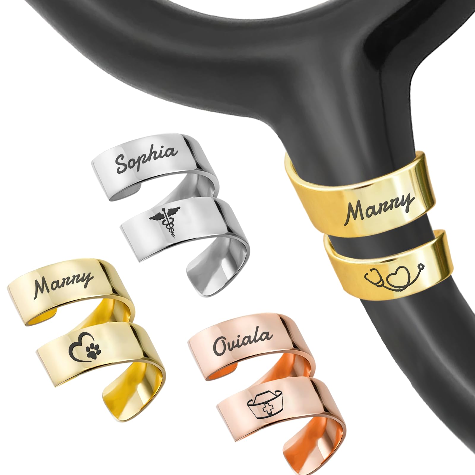 LOFART Personalized Stethoscope Name Tag Custom Stethoscope Charms Custom Stethoscope ID Tag for Nurse Stethoscope Accessories for Women Men Nurse Doctor Vet Medical Students