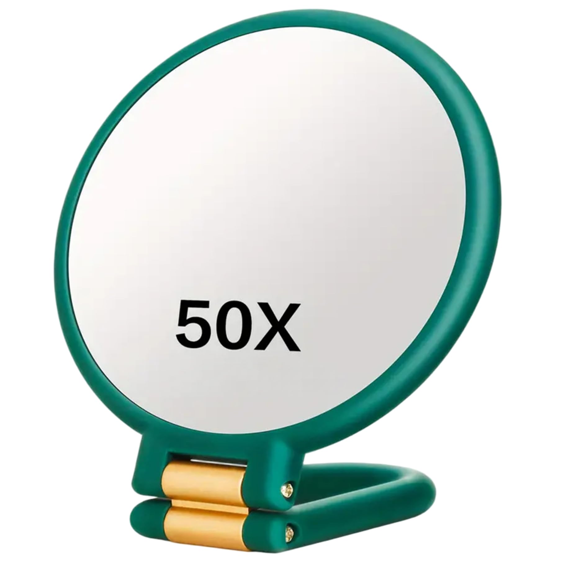 Latemeia Magnifying Mirror 50x, 5.3inch Double-Sided Magnifying Handheld Makeup Mirror, Portable Foldable Hand Mirrors for Desktop and Bathroom (Green)