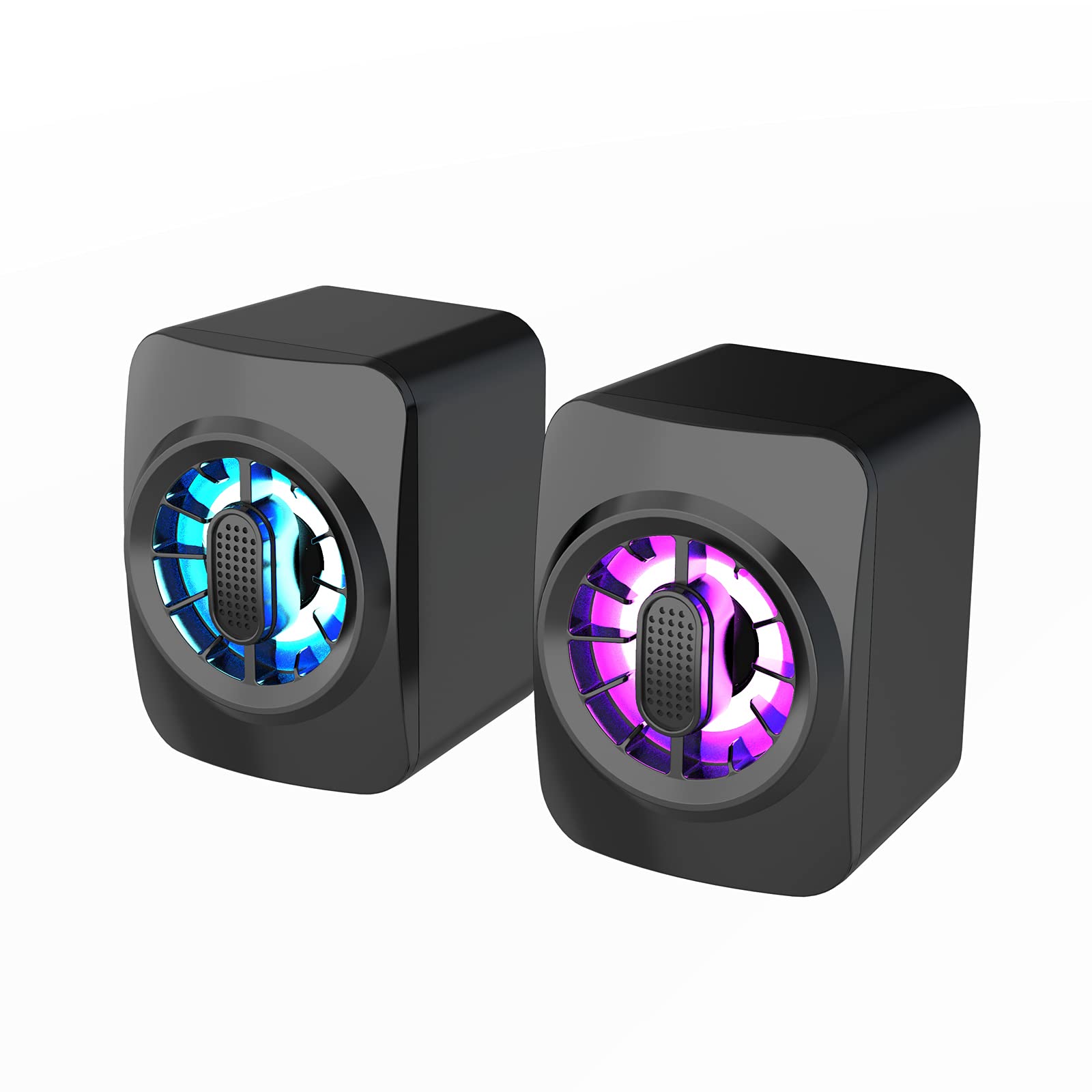 A1 Computer Speaker Portable Mini RGB Speaker USB Powered 3.5mm Wired Sound Box 6W Subwoofer Volume Control for Laptop Desktop Computer Tablet PC Smartphone