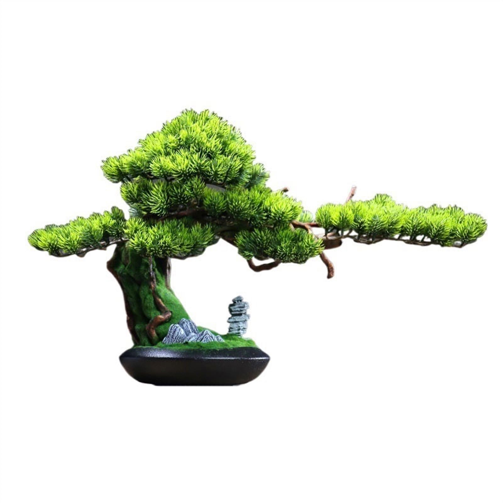 MYUYEE Artificial Bonsai Tree Chinese Light Luxury Simulation Tree Ornaments Entrance Cabinet Decorations Office Landscaping Hotel Wood Root Carving Artificial Tree