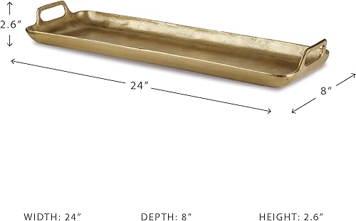 Miniatura 4 de Diseño Signature por Ashley Posy - Bandeja decorativa contemporánea de metal para servir con asas, solo para exhibición, no apta para alimentos,