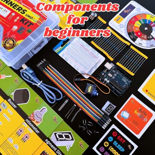 Image of Quad Store Beginners Kit with Circuit Cards for Uno R3 Ideal for DIY Electronics Starters, STEM Projects and Programmers Compatible with Arduino IDE