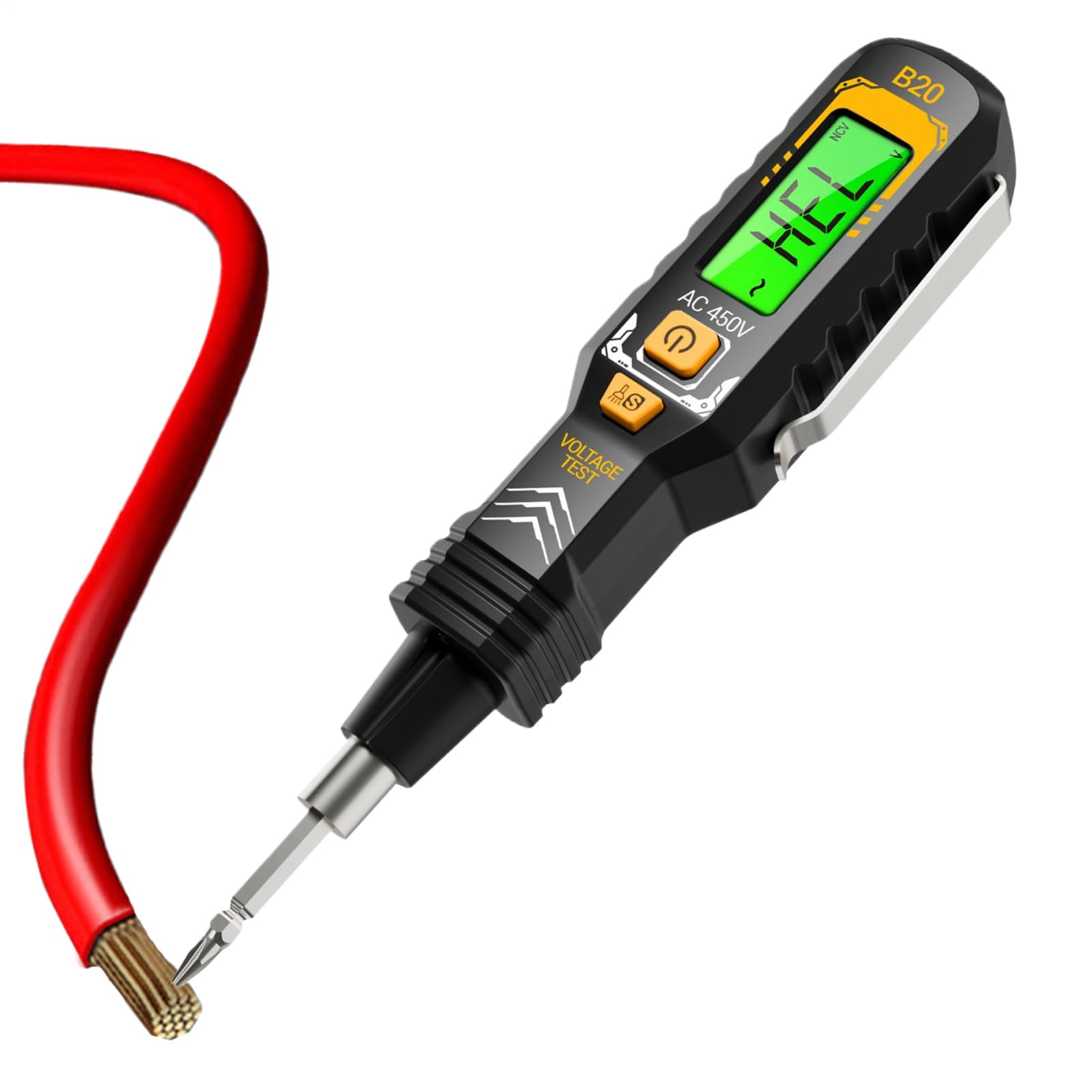 Voltage Tester, Digital Display Electrical Test Meter, Auto-Ranging Measuring Tool with LED Light, High-Accuracy Circuit Breaker Finder for Electrical Inspection