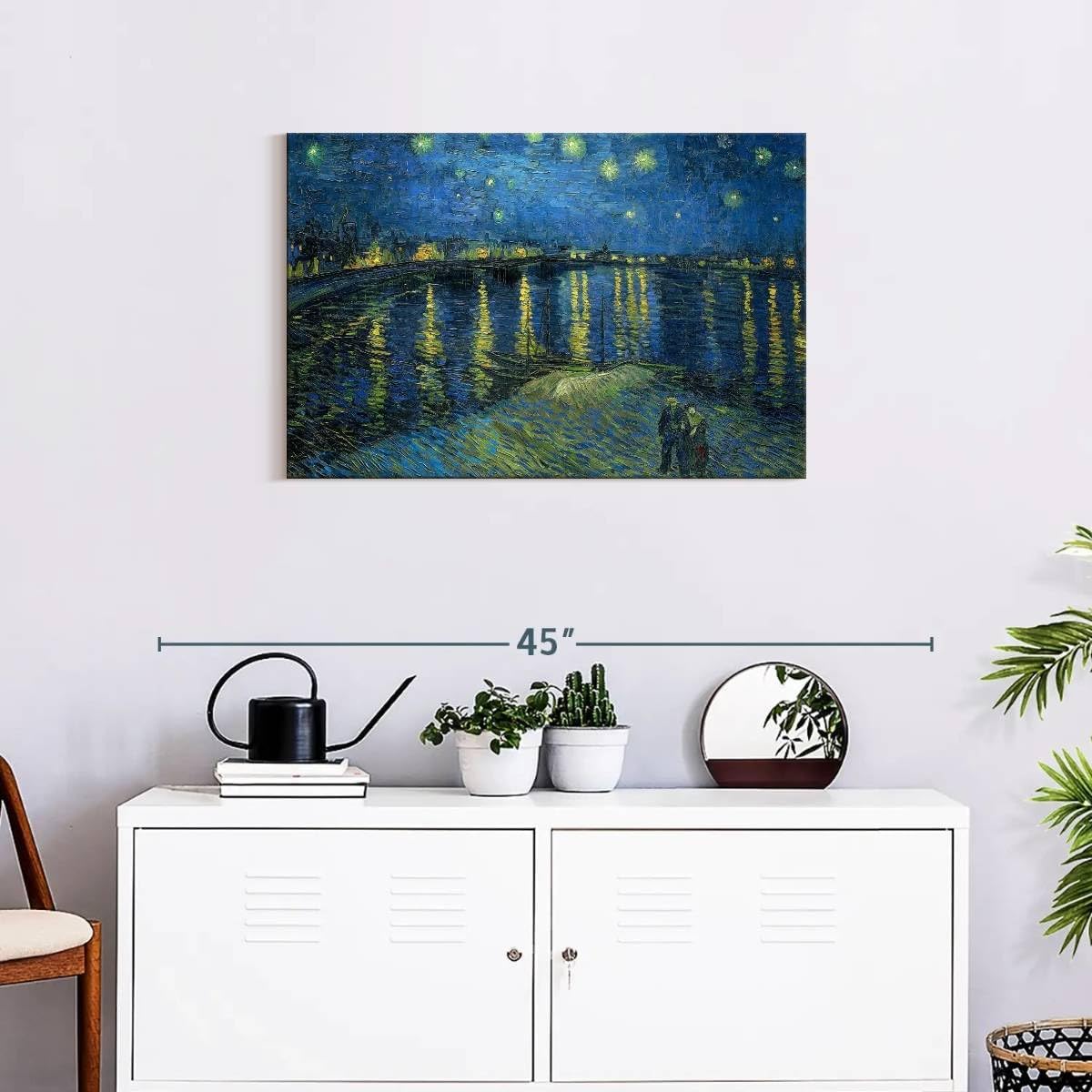 Elephant Stock - The Starry Night Over The Rhone Wall Art - Horizontal Canvas Wall Art - Living Room Wall Decor - Painting Night Sky Canvas Art - Gray And Blue Decor by Vincent Van Gogh - 30" x 20"