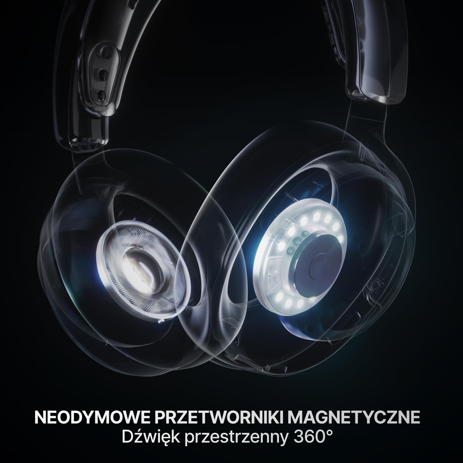 SteelSeries Arctis Nova 7P Wireless Gen 2 do gier -sterowanie aplikacją w czasie rzeczywistym - 50H + -przetworniki magnetyczne z magnesem neodymowym -miks 2,4 GHz/Bluetooth -PS5,PC, Switch 1/2,mobile
