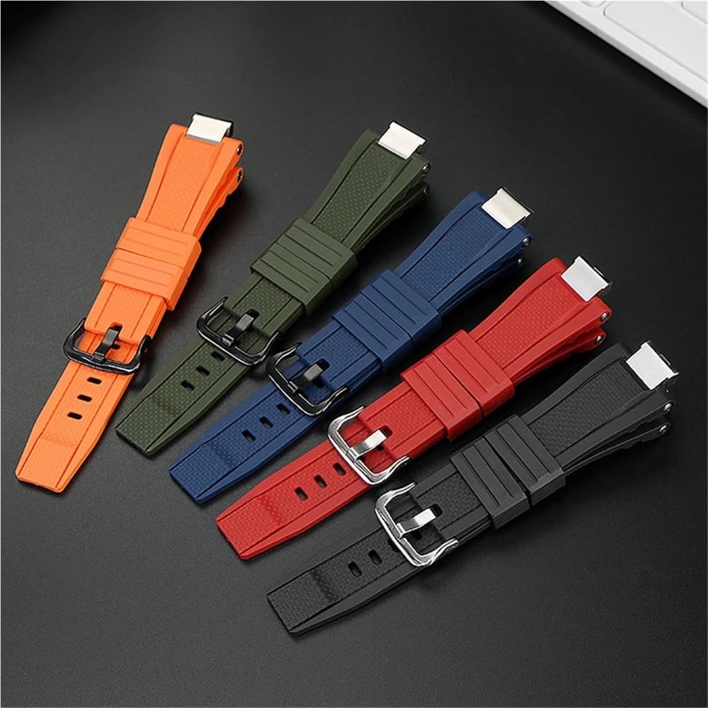 Correa de Reloj de Goma modificada para Casio G-Shock GST-B400 GST-B400BD/AD, Deportiva, Impermeable, de Silicona (Negro) (Rojo SK 0 mm)