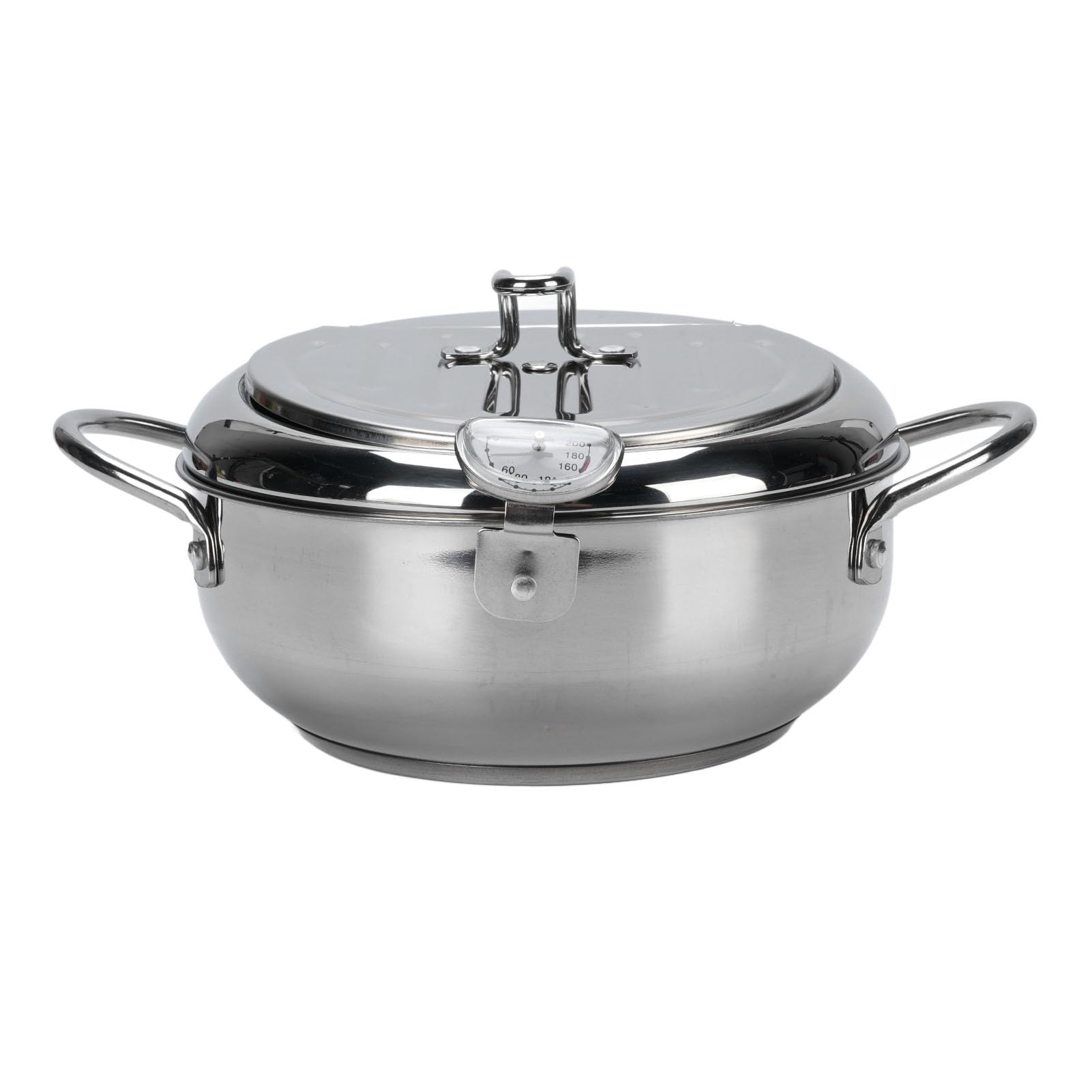 Aramox Stainless Steel Deep Fryer Pot with Adjustable Temperature Control for Frying Chicken and Fish (24CM)