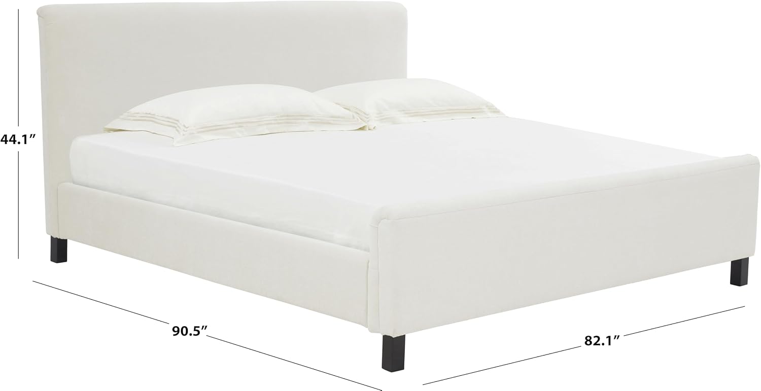 SAFAVIEH Couture Collection - Finney Cream Upholstered King Bed, Modern Minimalist Design, No Box Spring Needed (SFV4872A-K)