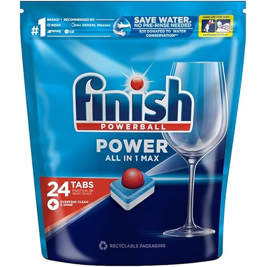 Finish 24 Tablets, Powerball All in 1 Max Dishwasher Tablets | World's #1 Recommended Dishwashing Brand Finish 24 Tablets, Powerball All in 1 Max Dishwasher Tablets | World's #1 Recommended Dishwashing Brand