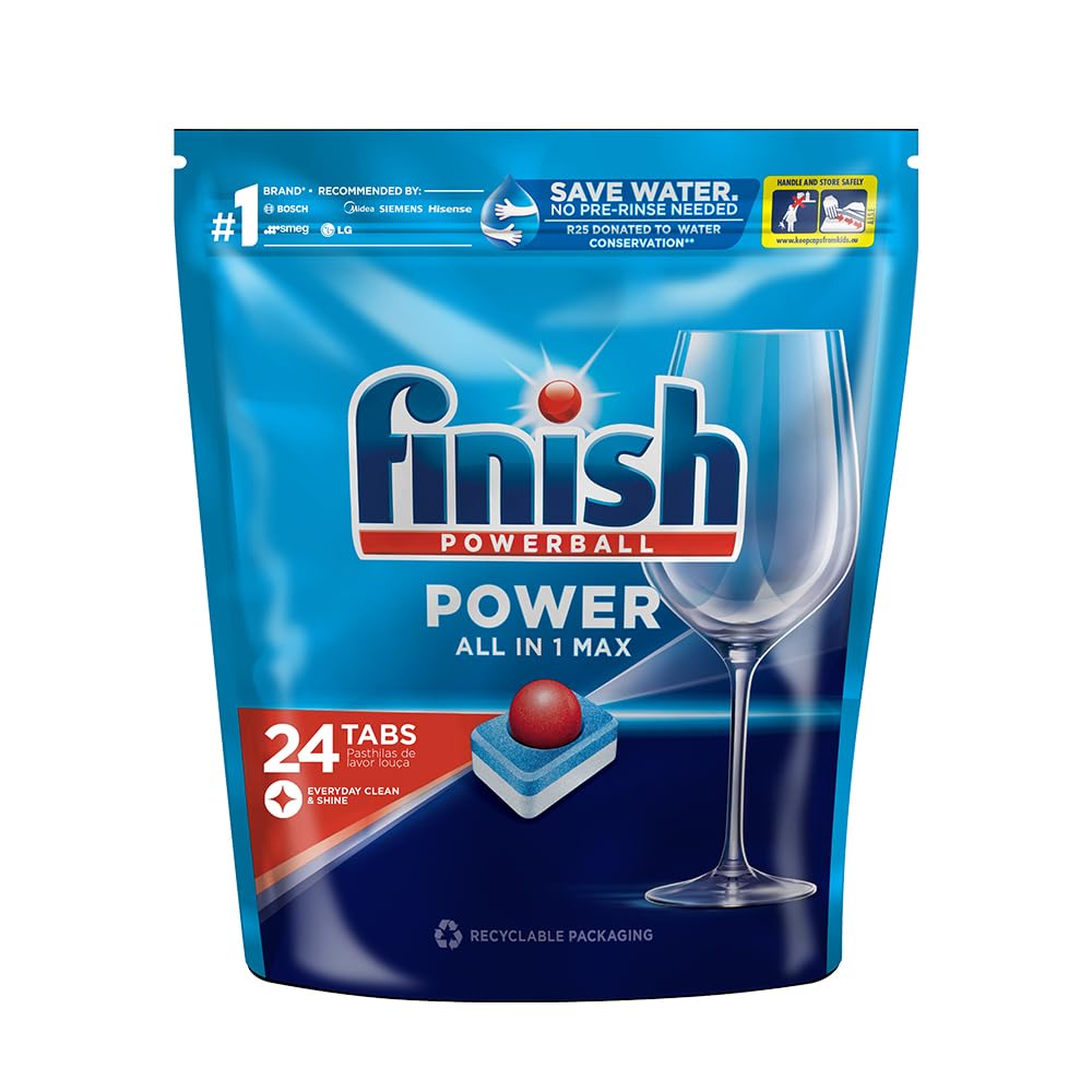 Finish 24 Tablets, Powerball All in 1 Max Dishwasher Tablets | World’s #1 Recommended Dishwashing Brand