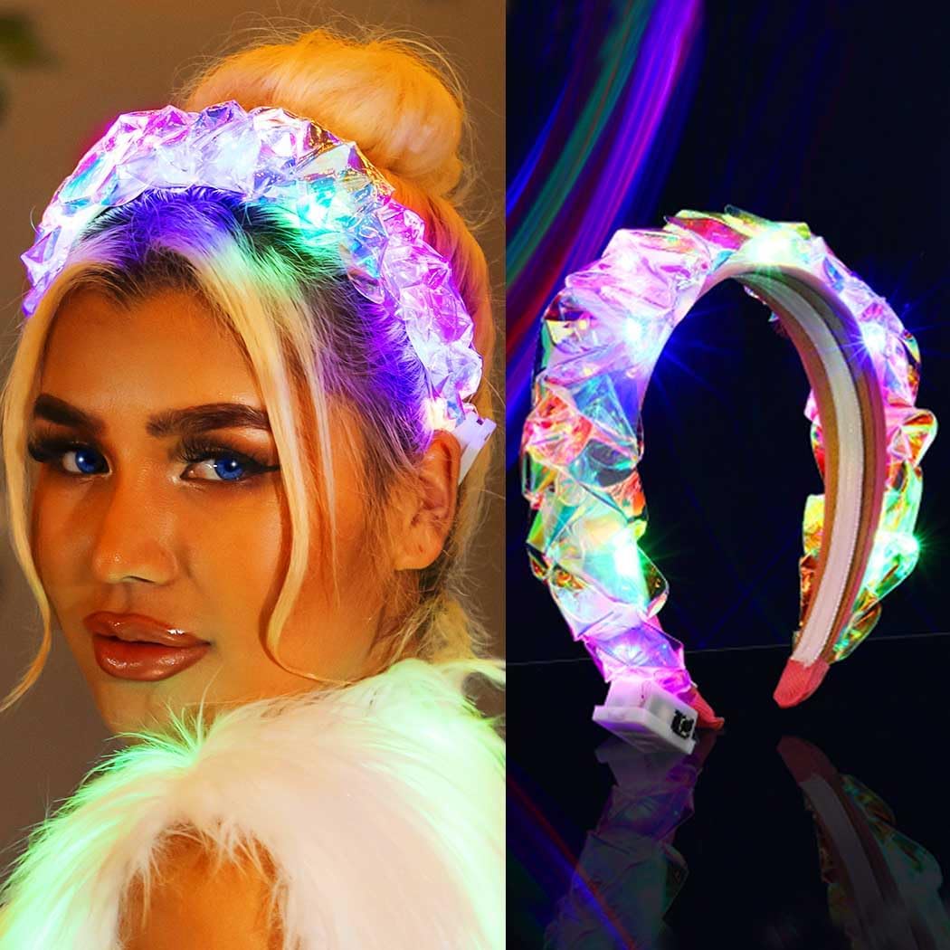 Light Up Headband LED Hair Bands Luminous Braided Hair Hoop Halloween Party Festival Hair Accessories for Women and Girls