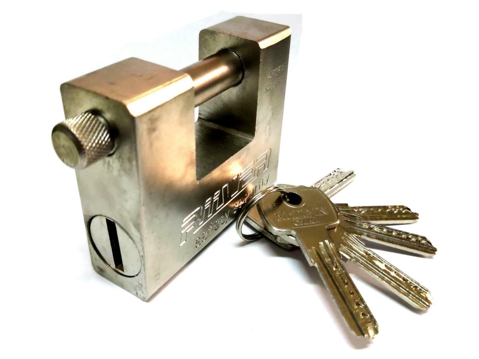 Viro | Lucchetto Rettangolare Antiscasso in Ottone Massiccio Satinato, Base 20mm, Corpo Resistente e Arco in Acciaio Cementato