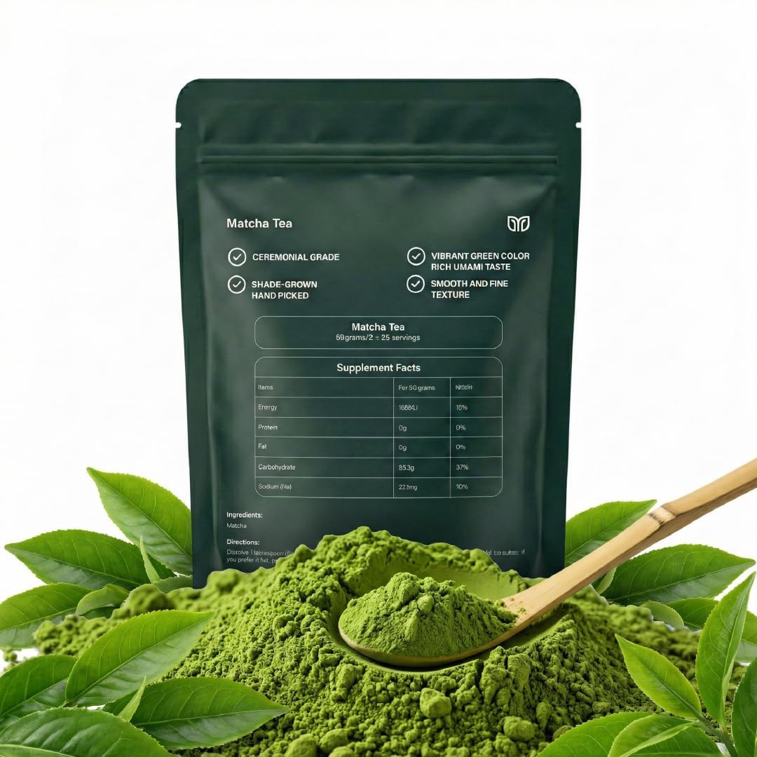MASH Matcha Reines Bio-Teepulver 50 g, Zeremonienqualität, 100% Bio-Matcha-Pulver, vegan
