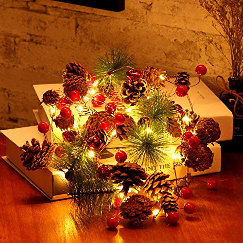 Xndryan Guirlande de Noël avec Lumières LED 3 m, 30 LED, pour Sapin, Table, Cheminée, Décorations Intérieures - Blanc Chaud