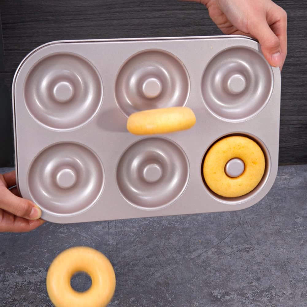 CANDeal 6-Cavity Non-Stick Doughnut Baking Pan, Makes Individual Full-Sized 3.5" Donuts or Baked Treats,6 Cavity Mini Bagel Mold for Oven