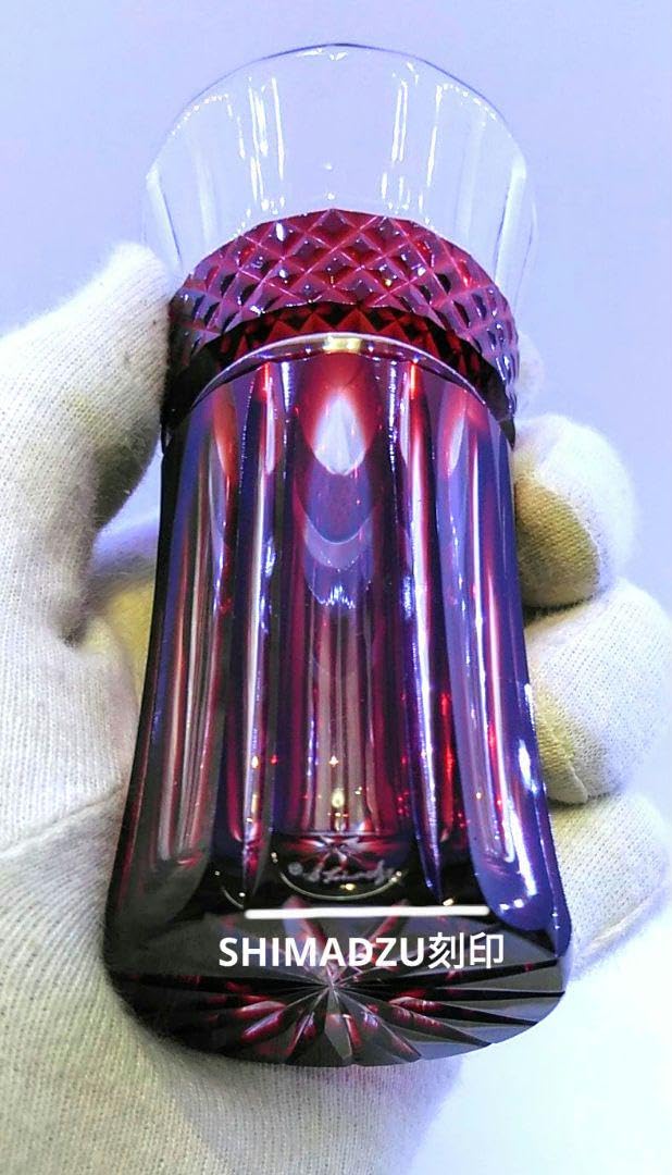 Amazon.co.jp: 島津薩摩切子 薩摩ガラス工芸 切子麦酒器揃 紅 藍 