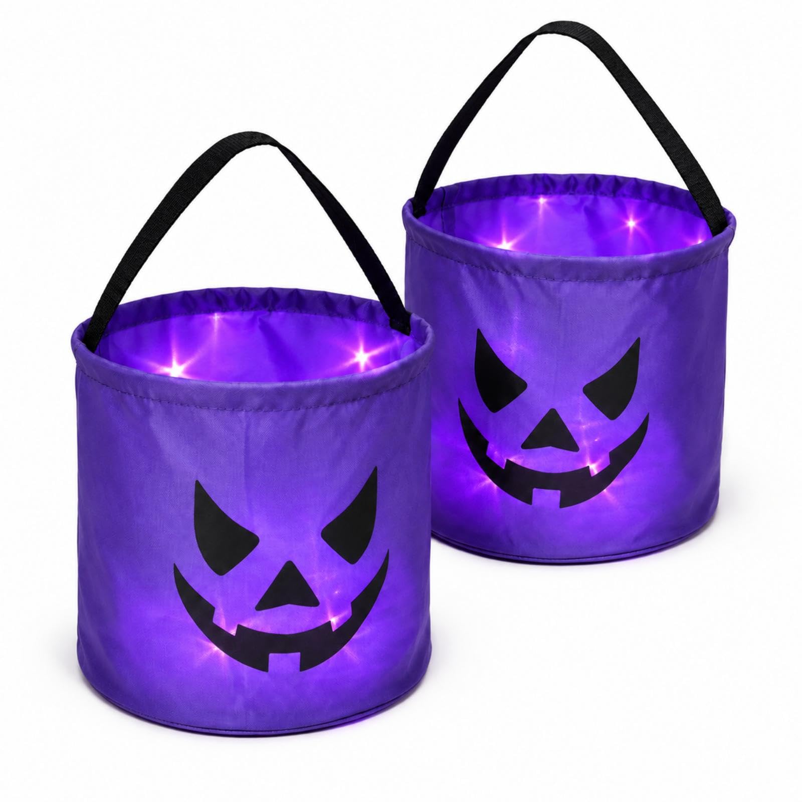 Light Up Halloween Candy Bags,2PCS Halloween Candy Bag Pouch With LED Light